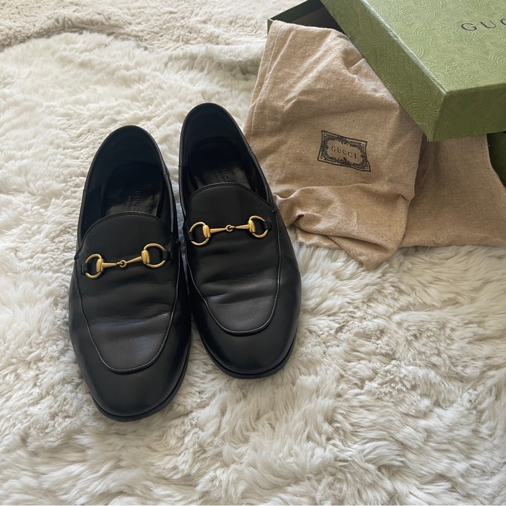 Gucci Bit Loafers Black Leather Gold Bit